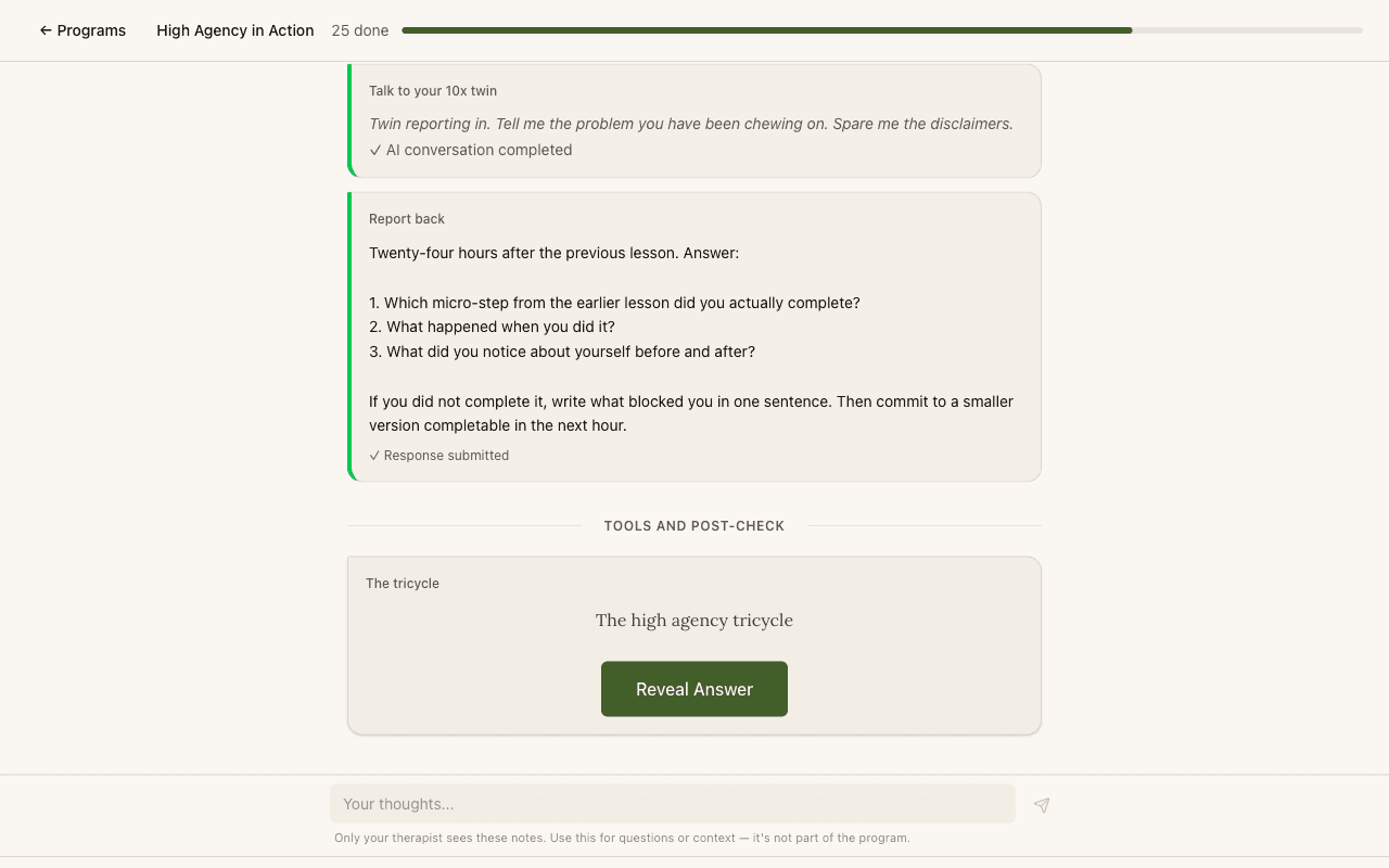 The client's lesson feed