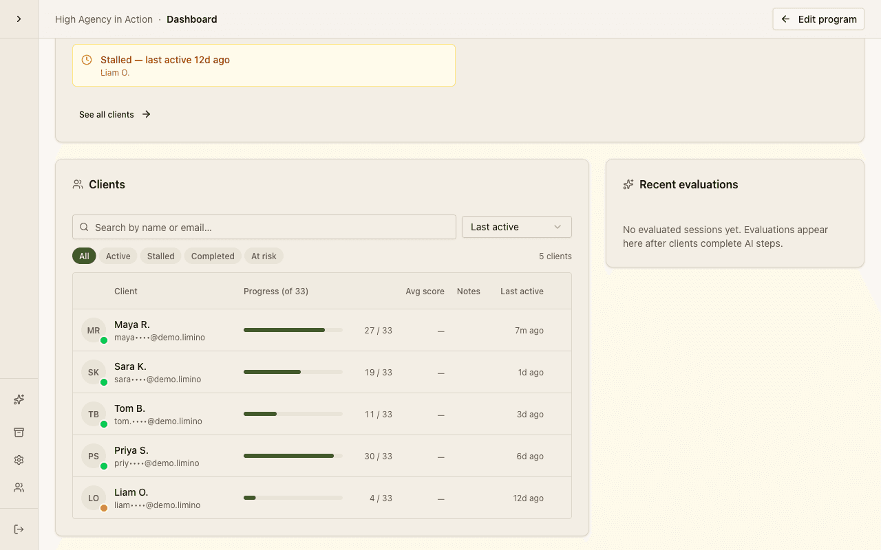 Progress dashboard